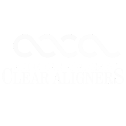 Logo of the American Academy of Clear Aligners (AACA), featuring a stylized design with wave-like elements. The text is displayed in a mix of serif and script fonts, emphasizing the organization's focus on advancing education and expertise in clear aligner orthodontics.