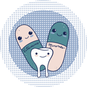 Illustration of important vitamins for teeth