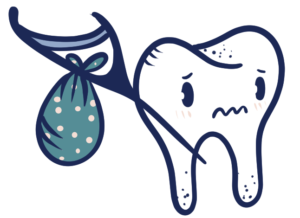 Illustration of a sad, sensitive tooth