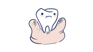 An illustration of an unhappy-looking "sick" tooth