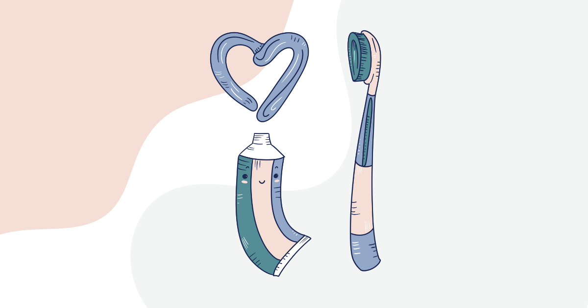 Illustration of a tube of toothpaste and a toothbrush