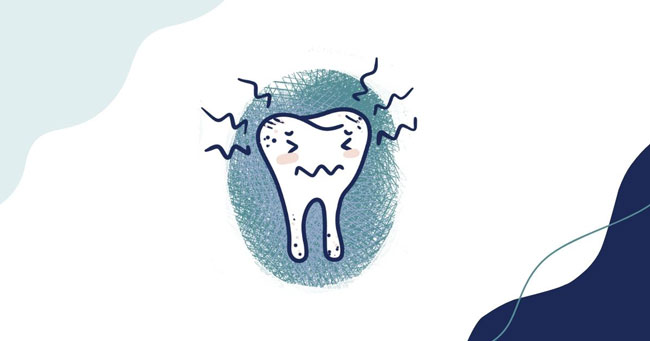 A graphic of a tooth expressing signs of anxiety and fear, conveying the article's theme on how to overcome dental anxiety in kids.