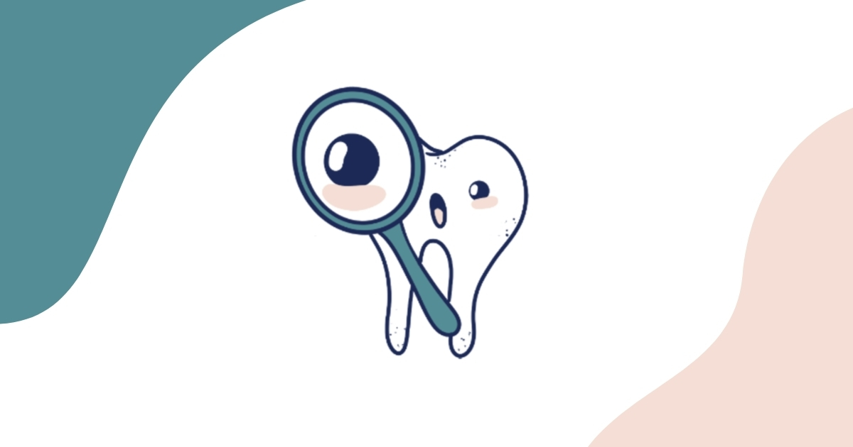 Illustration of a cartoon tooth with a magnifying glass highlighting the need for a solution, representing cosmetic dentistry solutions and options for fixing crooked teeth.