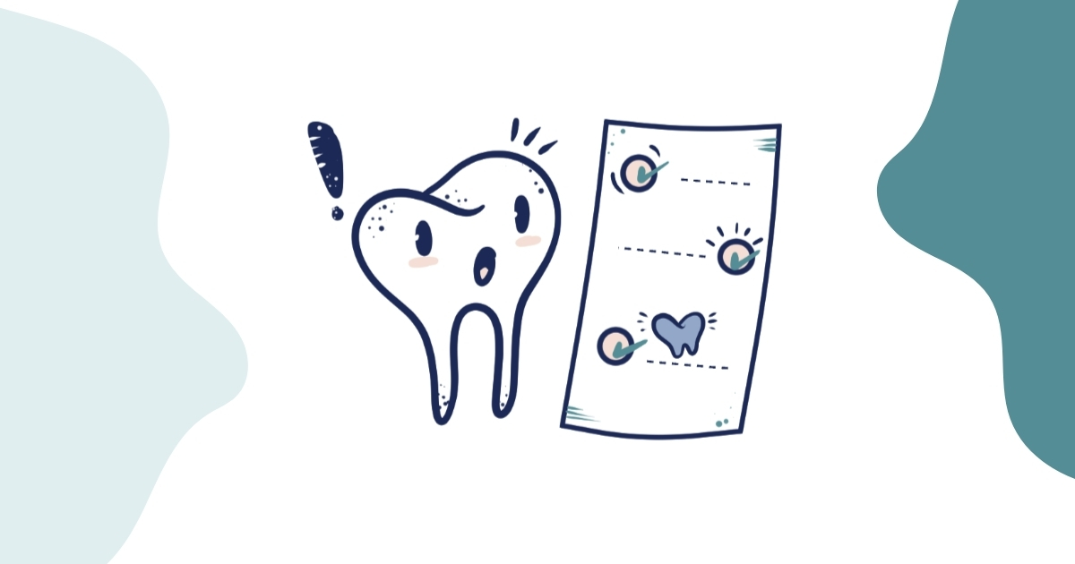 Cartoon tooth with a surprised expression next to a checklist featuring a dislodged tooth icon, illustrating the steps and urgency involved in saving a knocked out tooth.