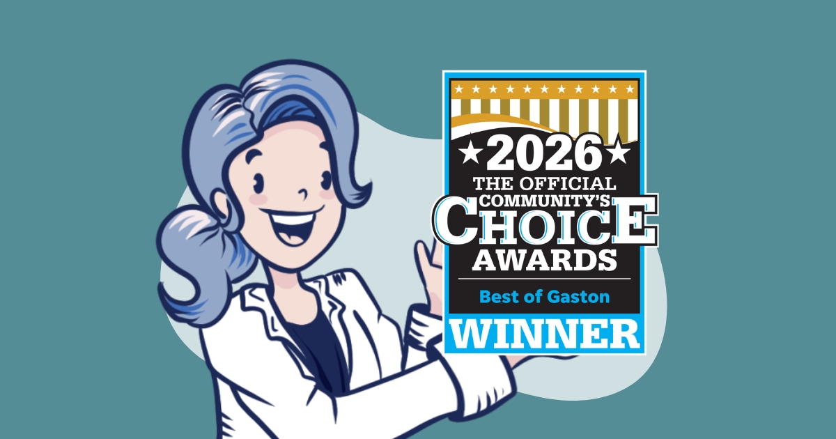 Bass Dentistry's Best of Gaston award badges from 2022 to 2026, marking five years as Gaston County's best dental clinic.