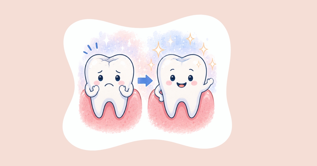 Illustration comparing a worried tooth to a healthy, sparkling tooth, representing how dental sealants help protect against decay.